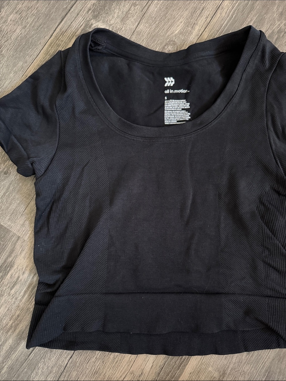 all in motion Black Scoop-Neck Cropped Tee Top - Picture 3 of 3
